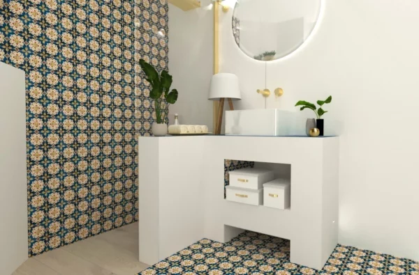 carrelage aspect carreau de ciment Marlow Elvissa 115x115 cm salle de bain