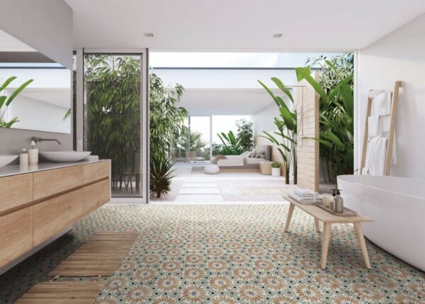 carrelage décor hexagone Hanna salle de bain
