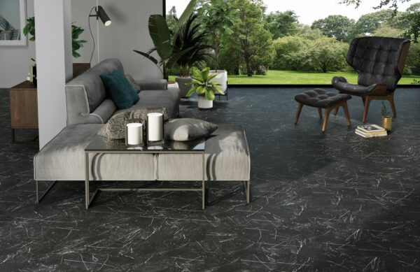 carrelage Marquina hexagone 22x25 cm marbre noir sol intérieur