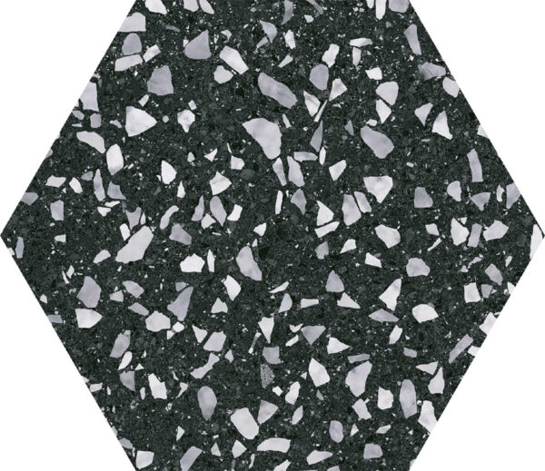 carrelage Venice Noir hexagonal 22x25 cm détail