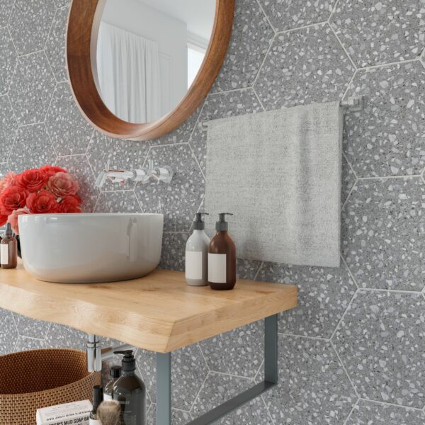 carrelage Venice silver hexagonal 22x25 cm salle de bain