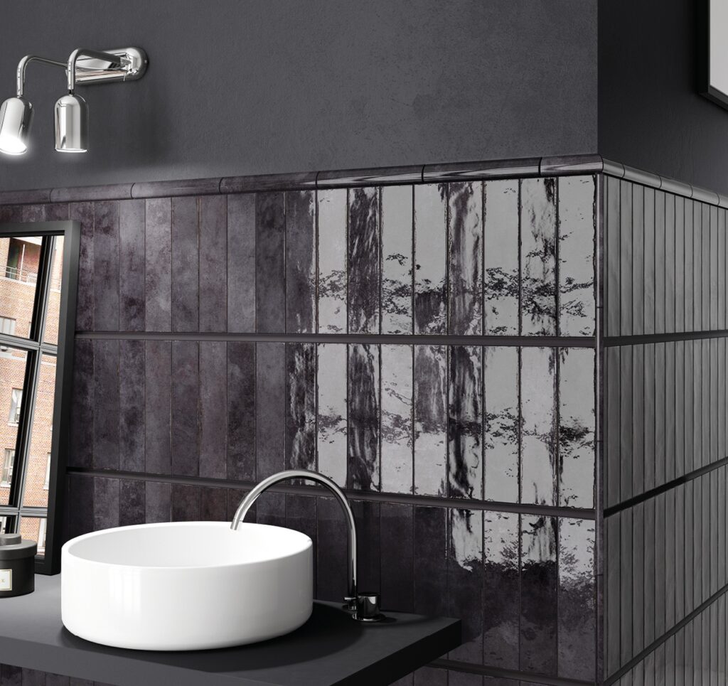 carrelage tribeca noir 6x24.6 salle de bain