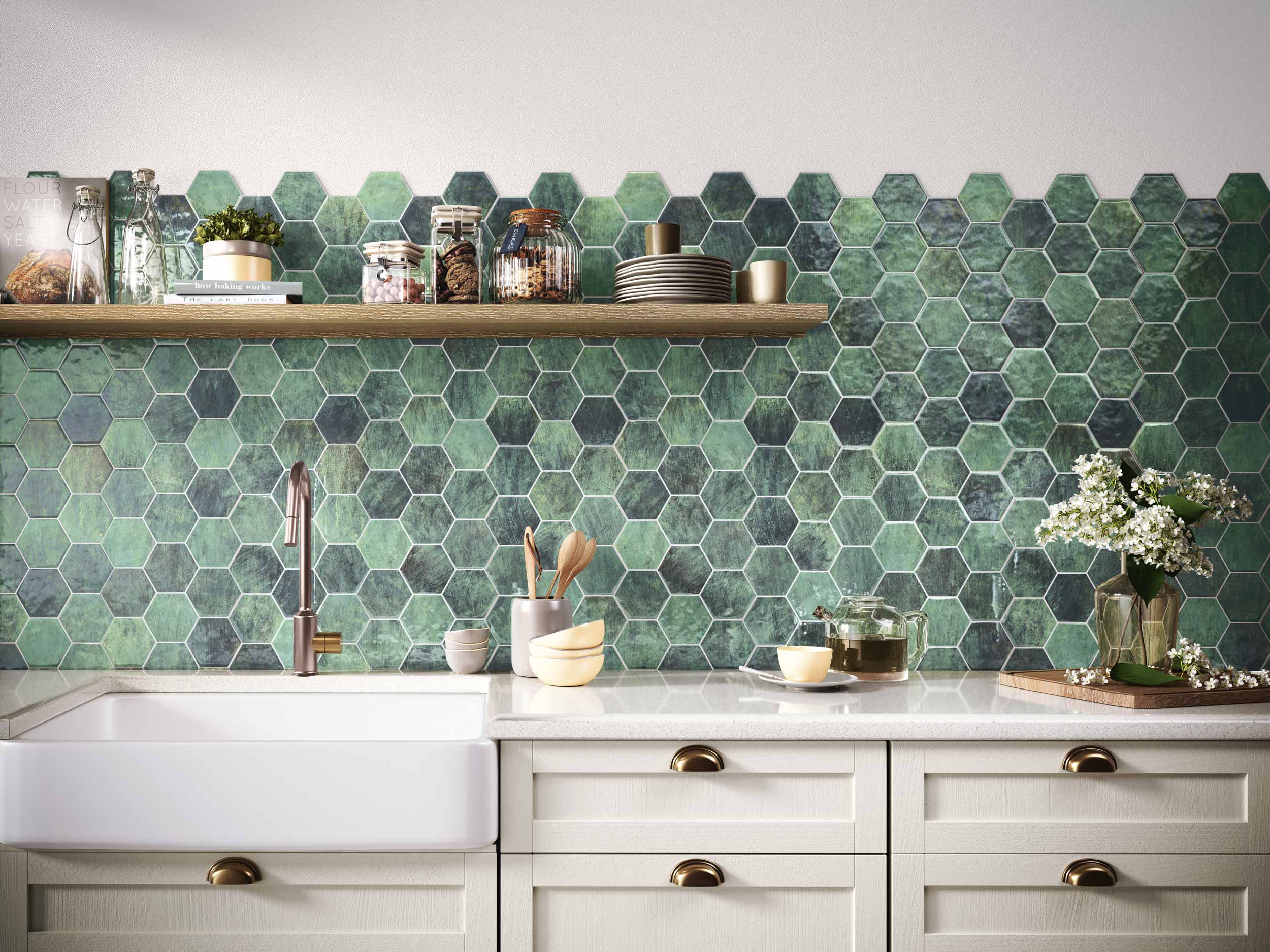 Zellige hexagonal effet mosaïque – HEX ZELLIGE Vert