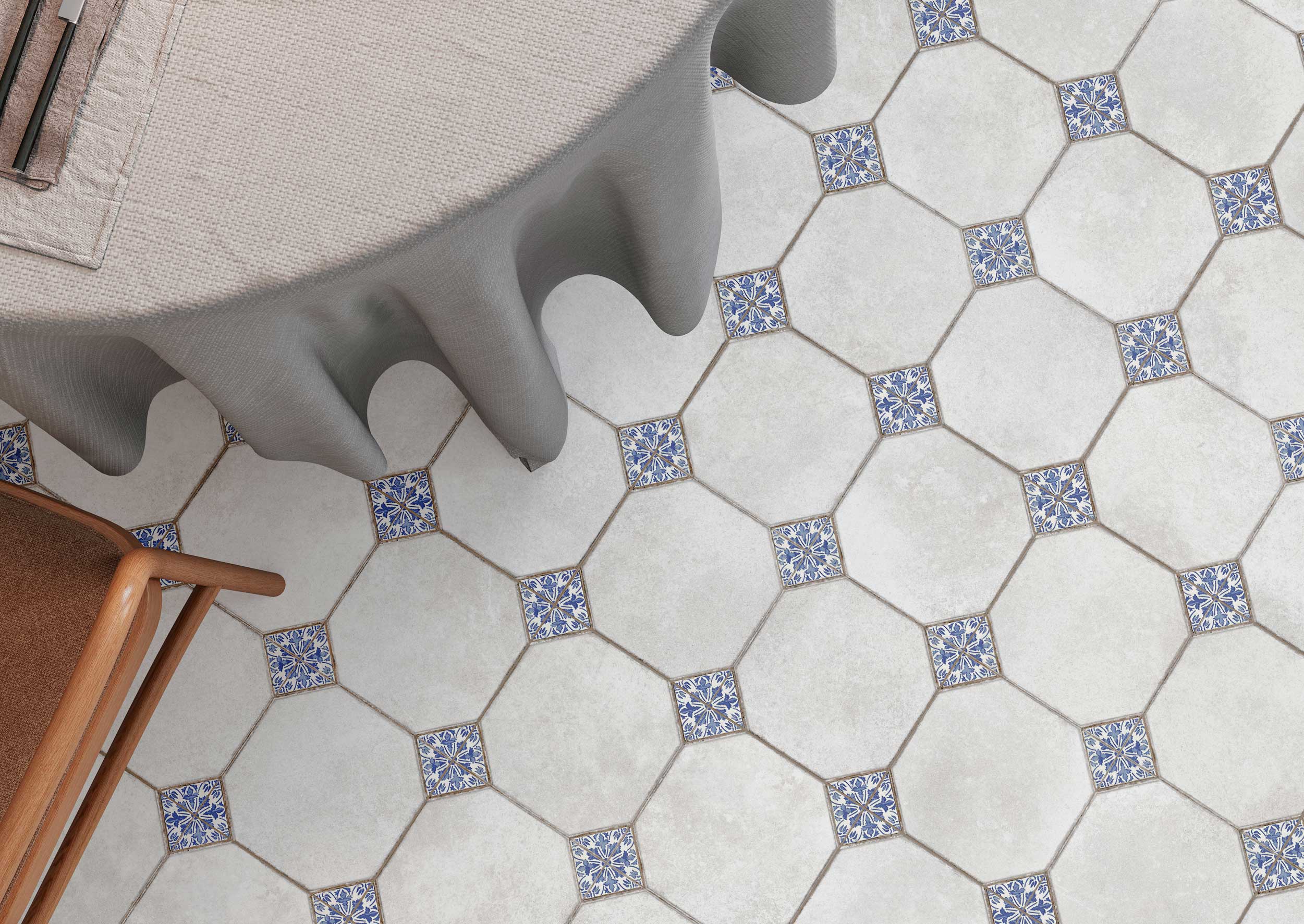 Carrelage cabochon LEEDS Bleu