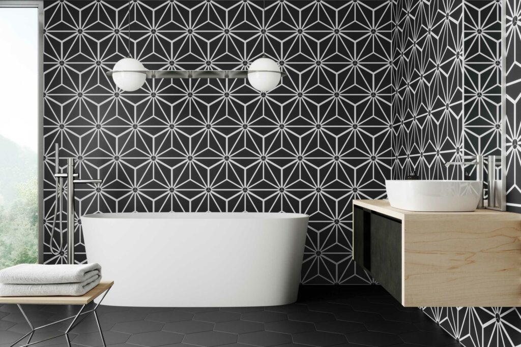 Carrelage Hexagonal Graphique Noir