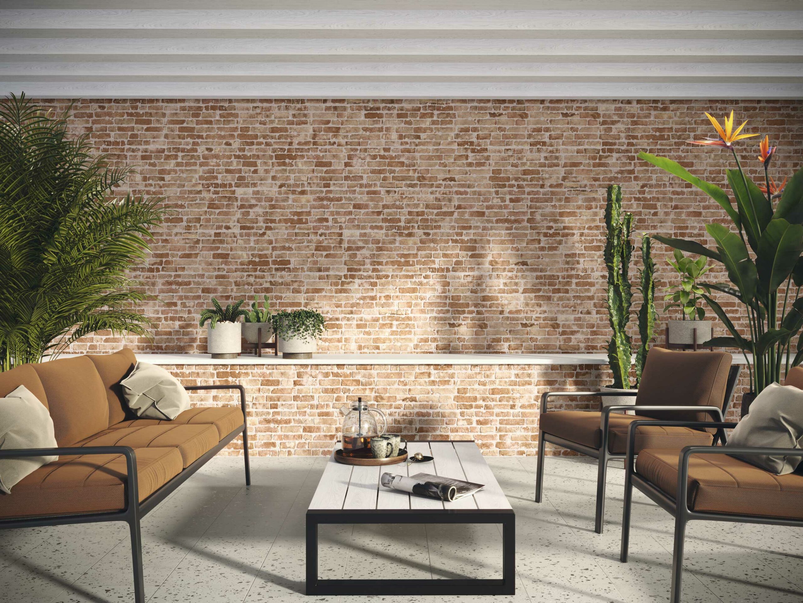 Carrelage Parement mural effet brique rouge MANHATTAN